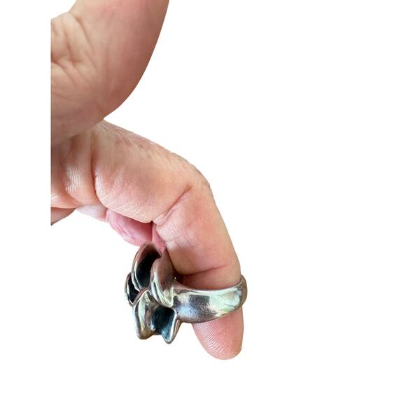 Vintage Freeform Hollow X Large Rose Cocktail Ring 925 Silver STUINNER - Picture 9 of 9